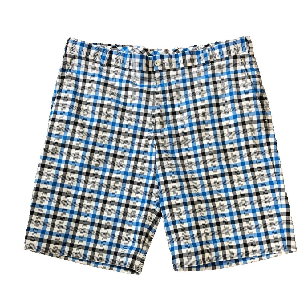 Nike Golf Dri-Fit Shorts Men's Size 38 Blue White Black Plaid Inseam 10" Bermuda